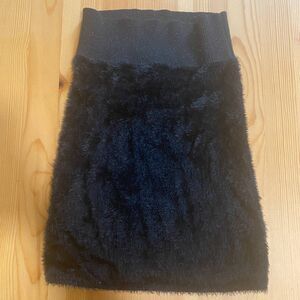 Urban Outfitters Skirt Womens Small Black Straight Mini Ribbed Faux Fur Shimmer